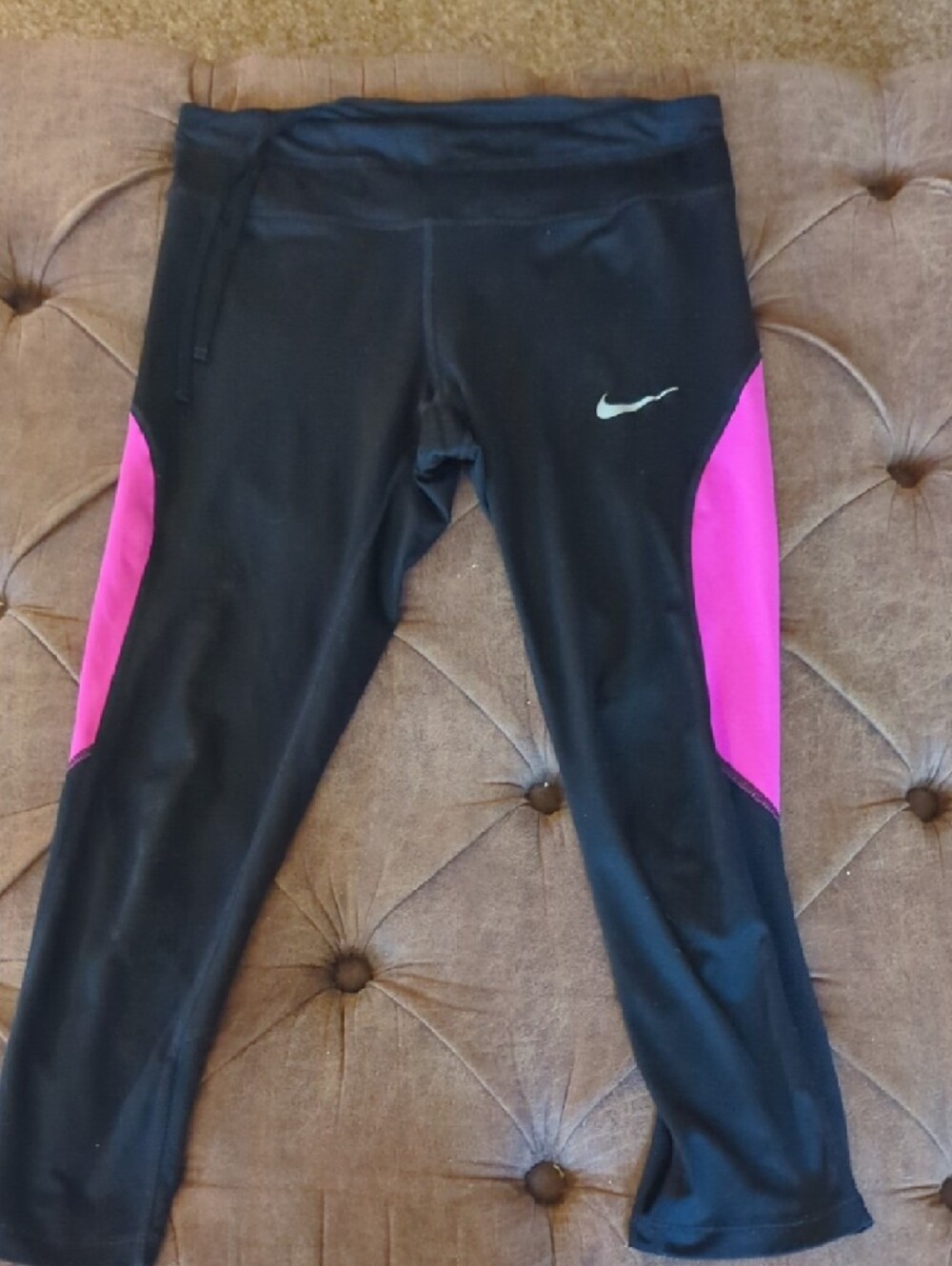 Nike Black Leggings with Bright Pink Panel